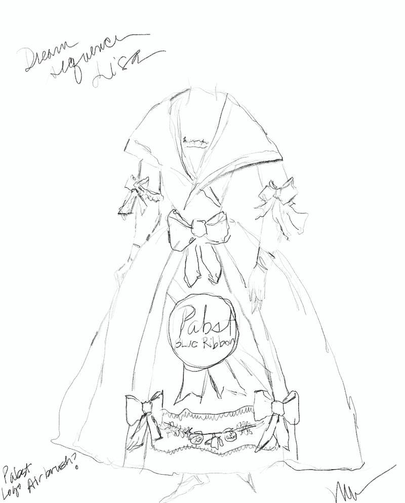 Lisa Frankenstein Pabst Dress Dream Sequence Meagan McLaughlin Original Sketch