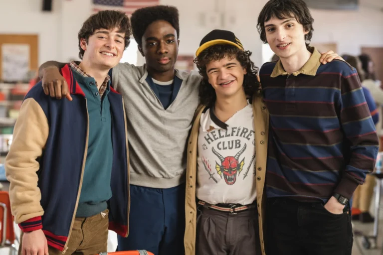 Noah Schnapp, Caleb McLaughlin, Gaten Matarazzo and Finn Wolfhard in STRANGER THINGS 5
