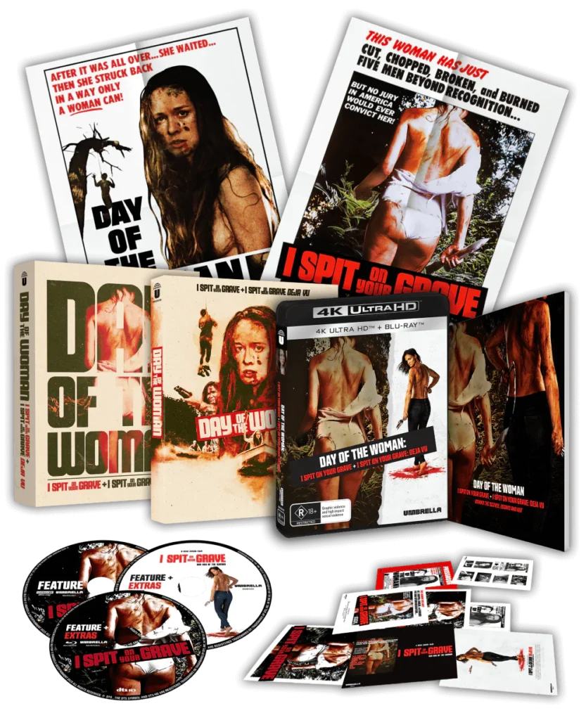 Day Of The Woman: I Spit On Your Grave + I Spit On Your Grave: Deja Vu (1978, 2019) 4K & Blu-ray Collector's Edition (Credit: Umbrella)