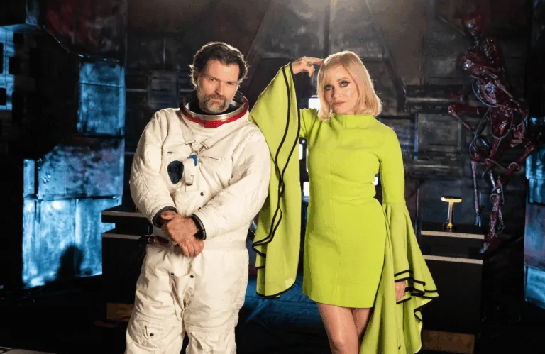 Josh Ruben and Barbara Crampton host the 2025 FANGORIA CHAINSAW AWARDS (Credit: Nanor Zinzalian for FANGORIA)