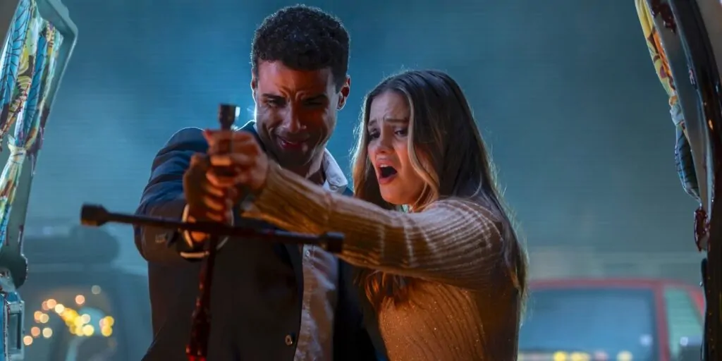 Mason Gooding and Olivia Holt in HEART EYES (2024)