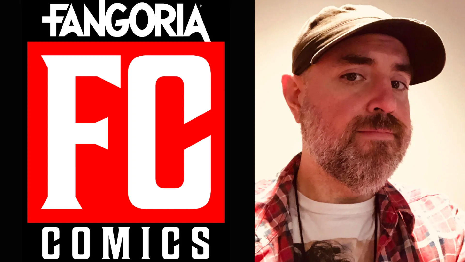 The logo for FANGORIA's new horror comic logo and a headshot of Tony Fleecs