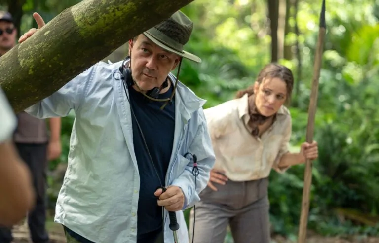Sam Raimi & Rachel McAdams on the set of SEND HELP (Credit: 20th Century Studios)