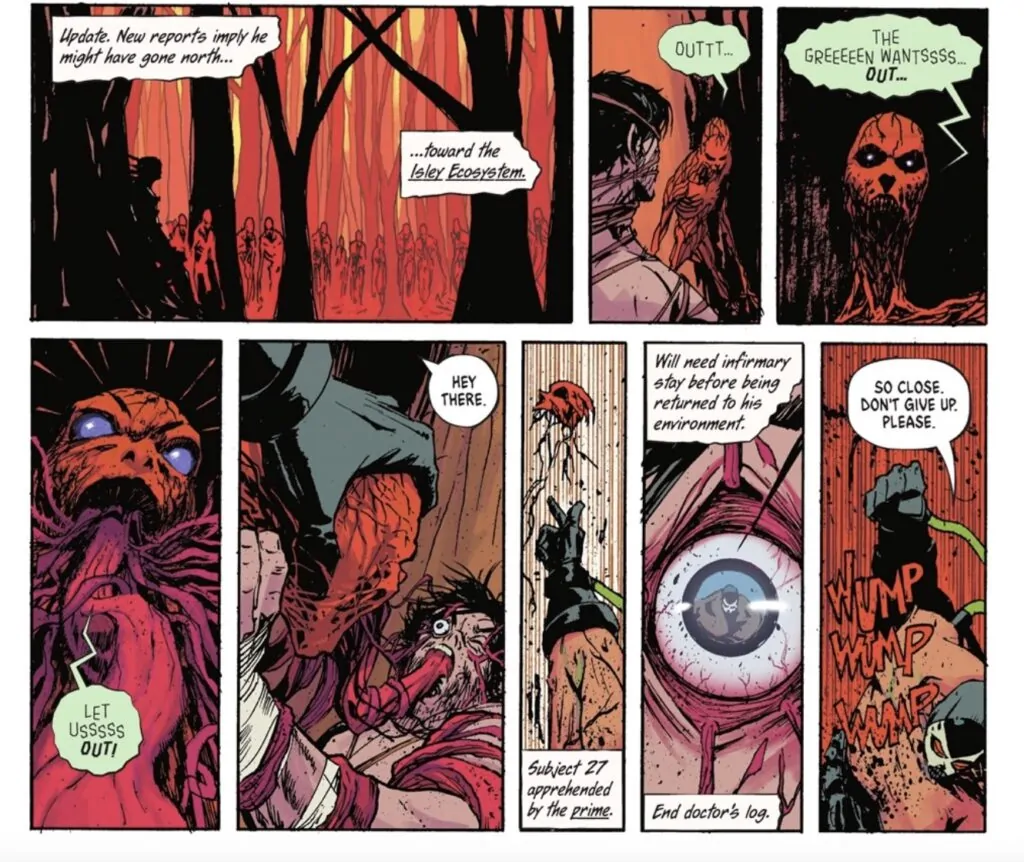 batman horror comic Lucio Fulci style eye gore shot