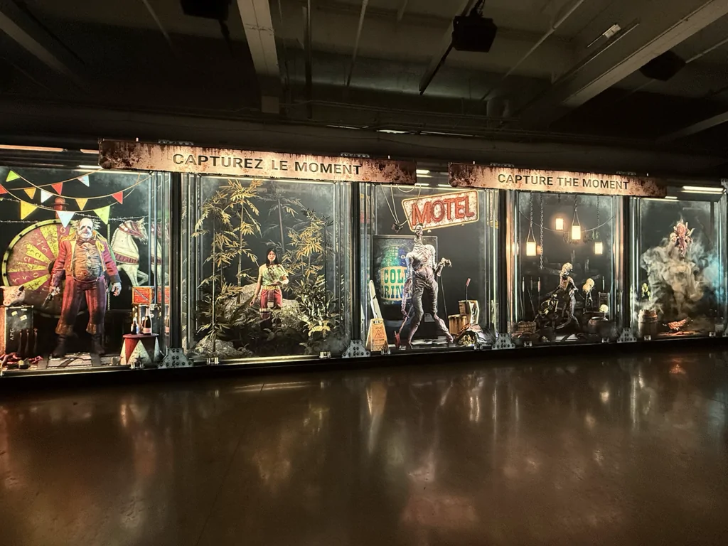 A massive video wall on the convention floor rotated through DBD killers, CABIN IN THE WOODS style. (Credit: Angel Melanson)